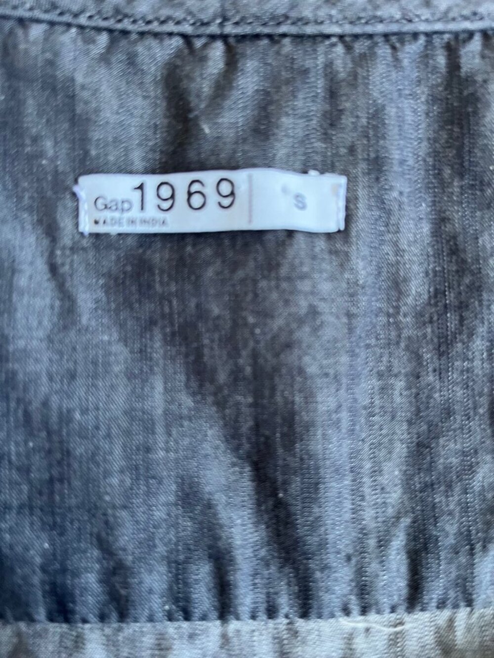 GAP 1969 Charcoal Gray Chambray Denim Wrap Dress Small - Picture 5 of 9